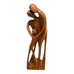 Wood Carved Family Love 16” Statue